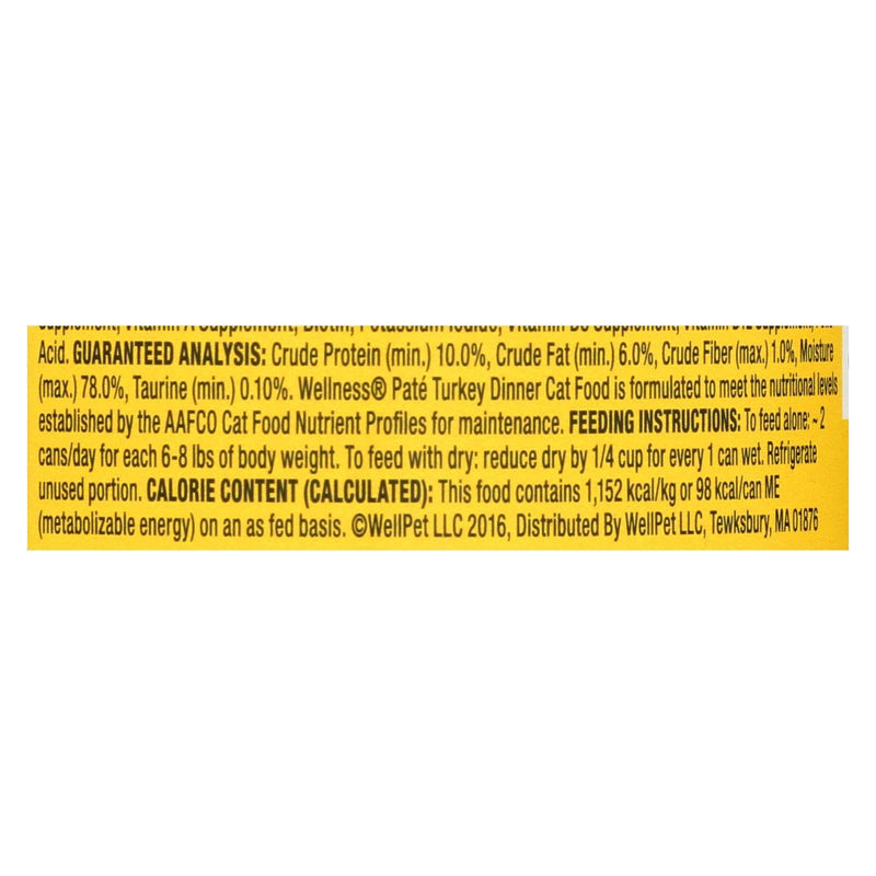 Wellness Pet Products Cat Food - Turkey Recipe - Case Of 24 - 3 Oz. - Orca Market