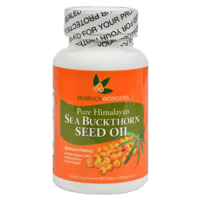 An image displaying Seabuck Wonders Sea Buckthorn Seed Oil - 500 Mg - 60 Softgels by Seabuck Wonders
