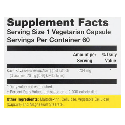 An image displaying Natural Balance Kava Kava Root Extract - 60 Vegetarian Capsules by Natural Balance