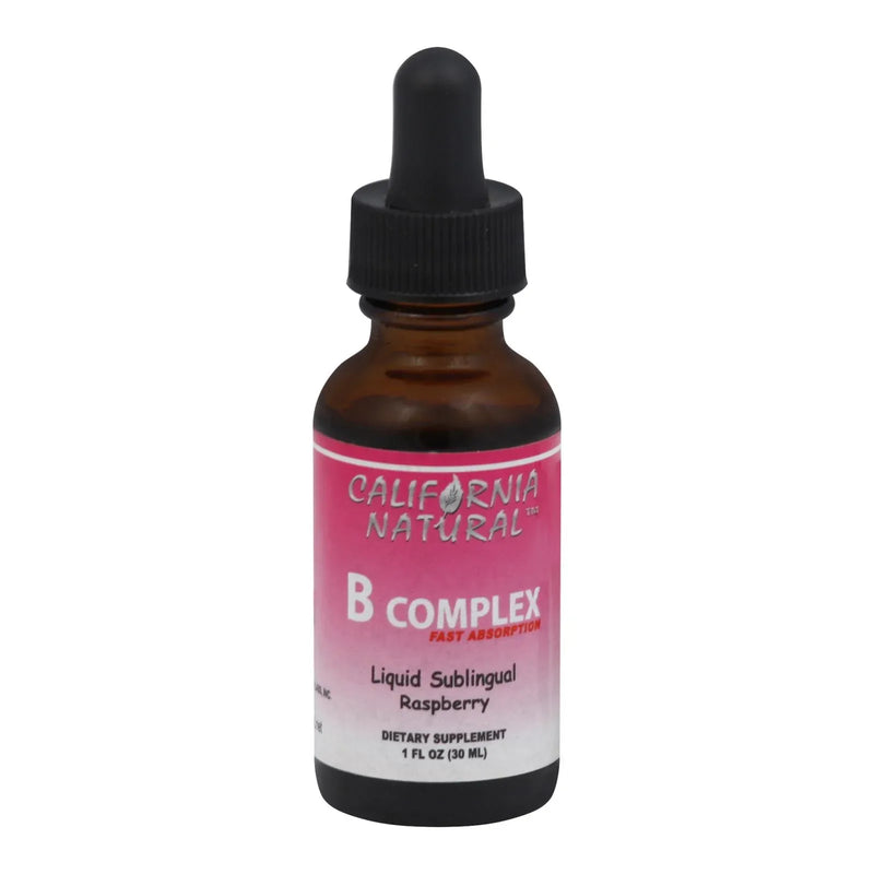 An image displaying California Natural Natural B Complex Sublingual Raspberry - 1 Fl Ounce by California Natural