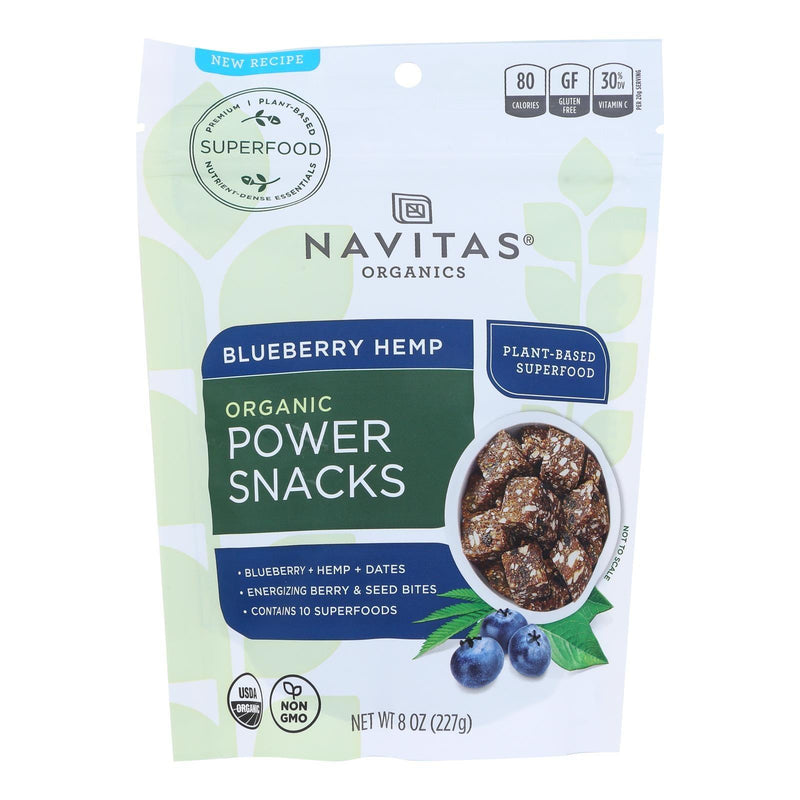 Navitas Naturals Snacks - Organic - Power - Blueberry Hemp - Gluten Free - 8 Ounce - Case Of 12