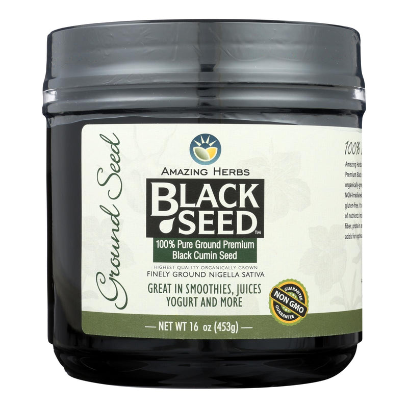 An image displaying Amazing Herbs - Black Seed Ground Seed - 16 Oz by Amazing Herbs