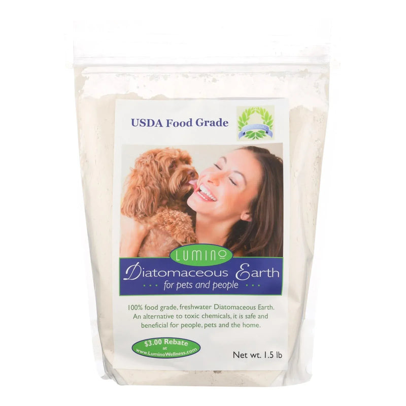 An image displaying Lumino Home Diatomaceous Earth - Food Grade - Pets And People - 1.5 Lb by Lumino Home