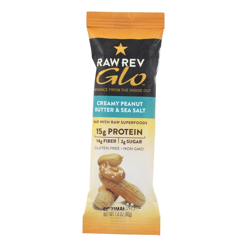 Raw Revolution Glo Bar - Creamy Peanut Butter And Sea Salt - 1.6 Ounce - Case Of 12