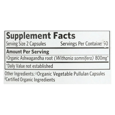 An image displaying Organic India Ashwagandha Capsules - Bottle - 180 Vege Capsules by Organic India