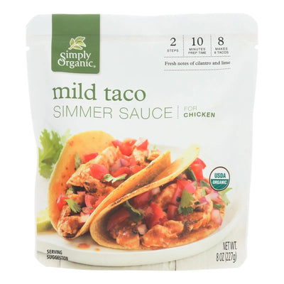An image displaying Simply Organic Simmer Sauce - Organic - Mild Taco - Case Of 6 - 8 Ounce by Simply Organic