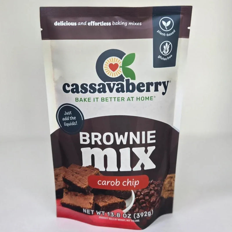 An image displaying Carob Chip Almond Flour Brownie Mix by Cassavaberry®