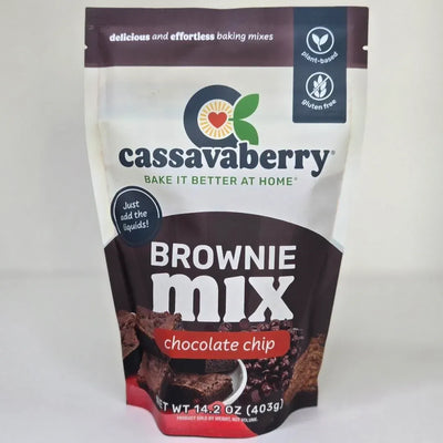 An image displaying Chocolate Chip Almond Flour Brownie Mix by Cassavaberry®