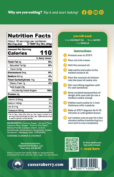 An image displaying Gingersnap Almond Flour Cookie Mix **Limited Edition** by Cassavaberry®