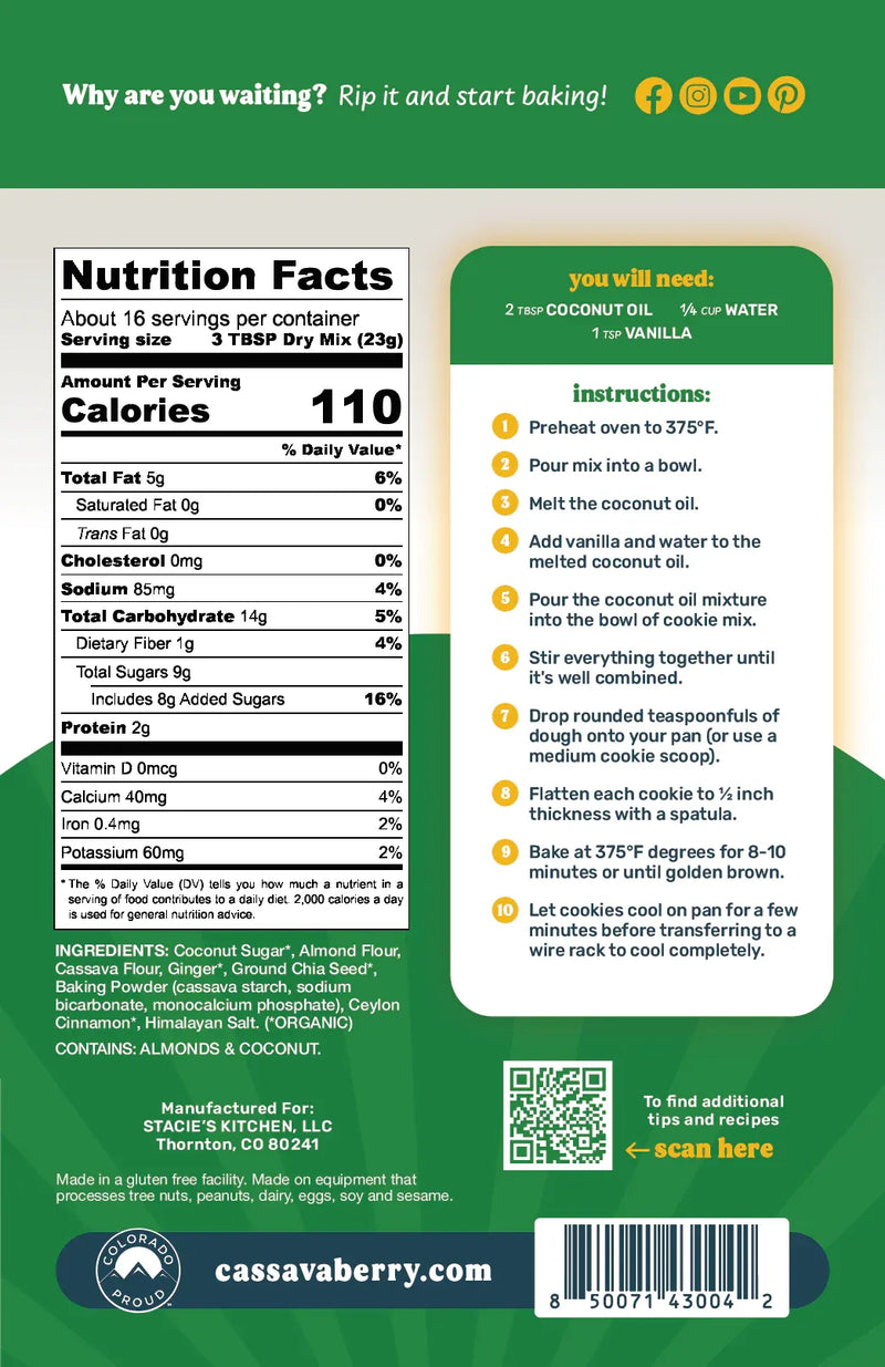 An image displaying Gingersnap Almond Flour Cookie Mix **Limited Edition** by Cassavaberry®