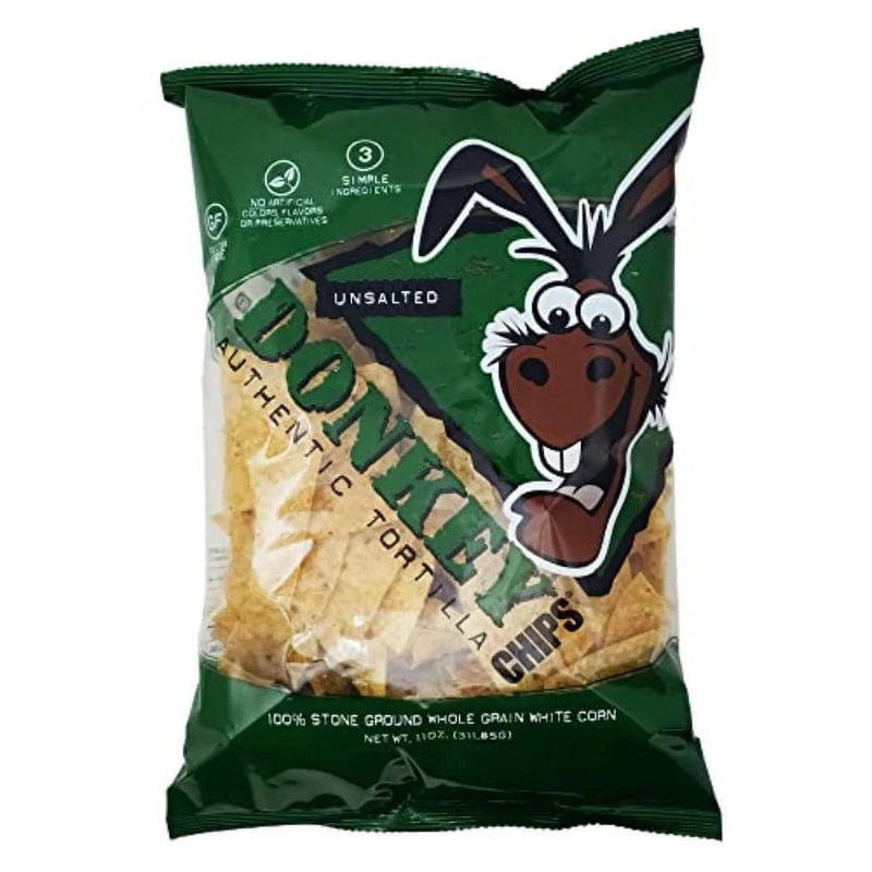 Donkey Chips - Tortilla Chips Unsalted - Case Of 12 - 11 Ounces - Orca Market