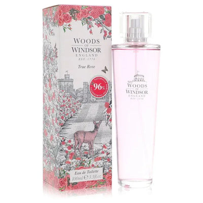 An image displaying True Rose by Woods of Windsor Eau De Toilette Spray 3.3 oz for Women by Woods of Windsor