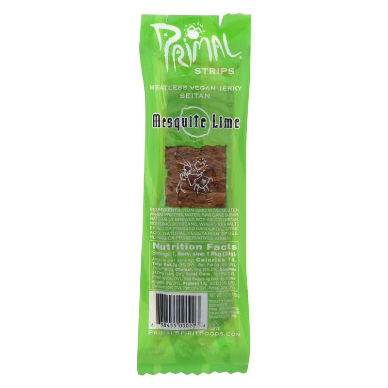 Primal Strips Vegan Jerky - Meatless - Seitan - Mesquite Lime - 1 Ounce - Case Of 24