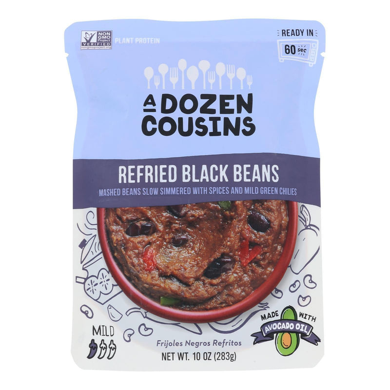 A Dozen Cousins - Black Beans Refried - Case Of 6-10 Oz - Orca Market