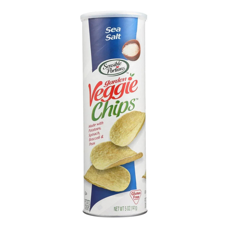 An image displaying Sensible Portions Sea Salt Garden Veggie Chips In A Canister - Case Of 12 - 5 Ounce by Sensible Portions