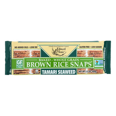 Edward And Sons Brown Rice Snaps - Tamari Seaweed - Case Of 12 - 3.5 Oz. - Orca Market