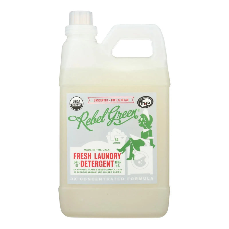 An image displaying Rebel Green Laundry Detergent - Organic - Unscented - Case Of 4 - 64 Ounce by Rebel Green