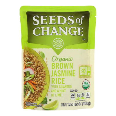 An image displaying Seeds Of Change - Rice Brown Jasmine Cilantro Lime - Case Of 12-8.5 Ounce by Seeds Of Change