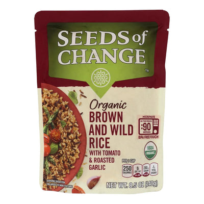 An image displaying Seeds Of Change - Rice Brown Wild Tomato Garlic - Case Of 12-8.5 Ounce by Seeds Of Change