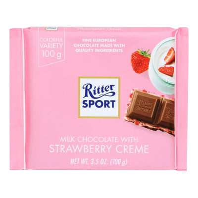 An image displaying Ritter Sport - Bar Strawberries And Crme - Case Of 12-3.5 Ounce by Ritter Sport