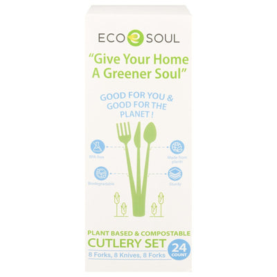 Ecosoul - Cutlery Set Compostable - Case Of 24-24 Ct - Orca Market