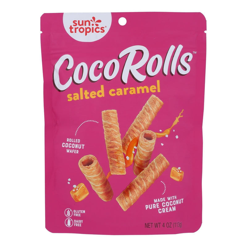 Sun Tropics Coco Rolls Salted Caramel, Rolled Coconut Wafer - Case Of 12 - 4 Oz - Orca Market