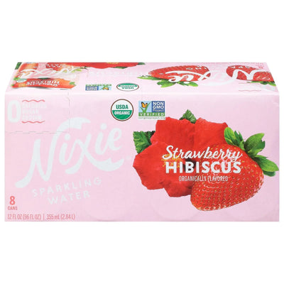 An image displaying Nixie Sparkling Water - Sparkling Water Strawberry Hibiscus - Case Of 3-8/12 Ounce by Nixie Sparkling Water