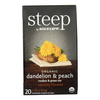 An image displaying Steep By Bigelow Organic Dandelion And Peach, Rooibos And Green Tea - Case Of 6 - 20 Bags by Steep By Bigelow