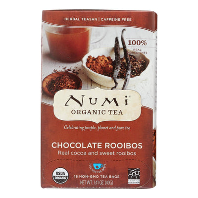 An image displaying Numi Organic Tea Herbal Tea, Chocolate Rooibos - Case Of 6 - 16 Bag by Numi Tea
