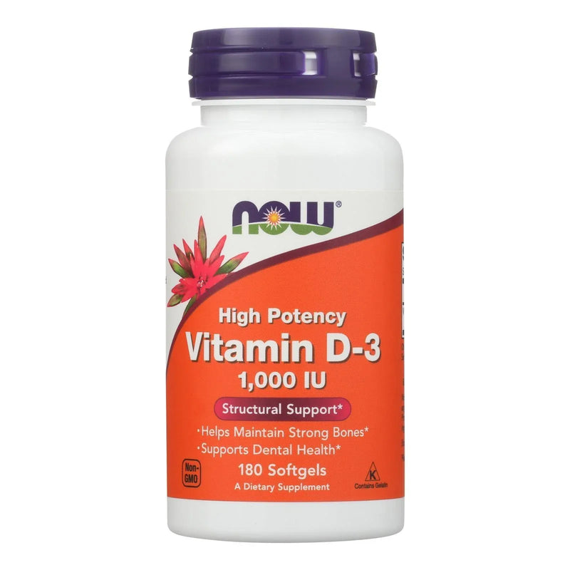 An image displaying Now Foods - Vitamin D-3 1000iu - 1 Each-180 Softgels by Now Foods