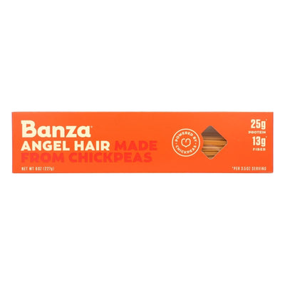 An image displaying Banza Angel Hair Chickpea Pasta - Case Of 12 - 8 Ounce by Banza