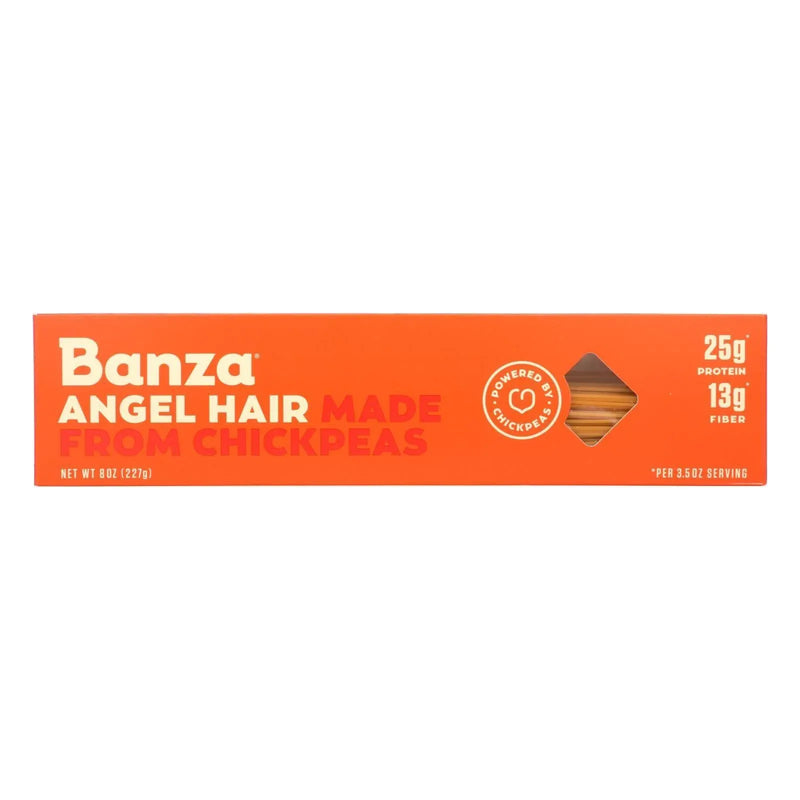 An image displaying Banza Angel Hair Chickpea Pasta - Case Of 12 - 8 Ounce by Banza