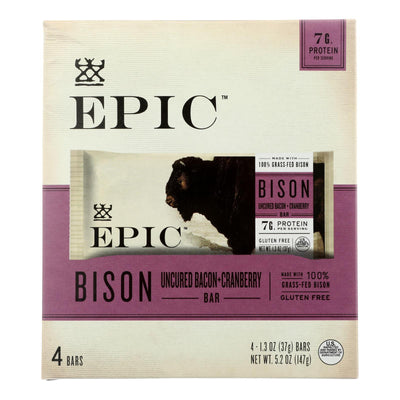 Epic - Bar Bison Uncured Bacon Cranberry - Case Of 8-5.2 Oz - Orca Market