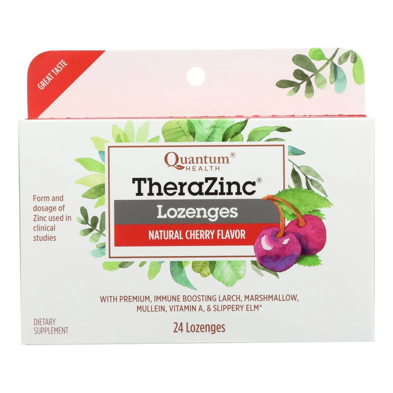 An image displaying Quantum Research Cold Season Plus Zinc - Cherry - 24 Lozenges by Quantum Research
