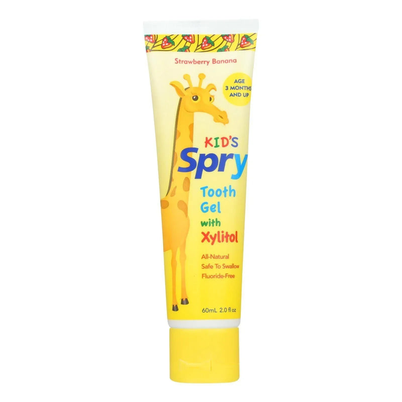 An image displaying Spry Tooth Gel - Kids Strawberry And Banana - 2 Ounce by Spry