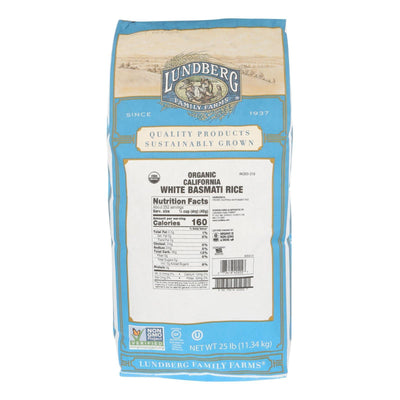 Lundberg Family Farms Organic California White Basmati Rice - Case Of 25 Lbs - Orca Market