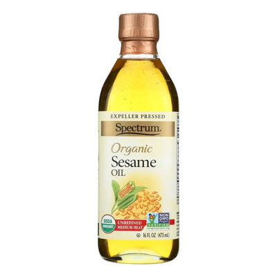 An image displaying Spectrum Naturals Organic Unrefined Sesame Oil - Case Of 12 - 16 Ounce by Spectrum Naturals