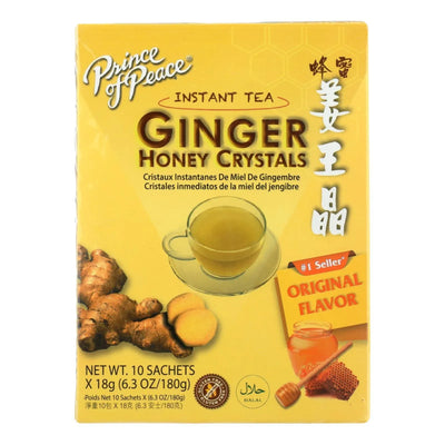 An image displaying Prince Of Peace Ginger Honey Crystals - 10 Tea Bags by Prince Of Peace