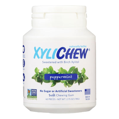 Xylichew Chewing Gum - Sugar Free Peppermint - 60 Piece Jar - Case Of 4 - Orca Market