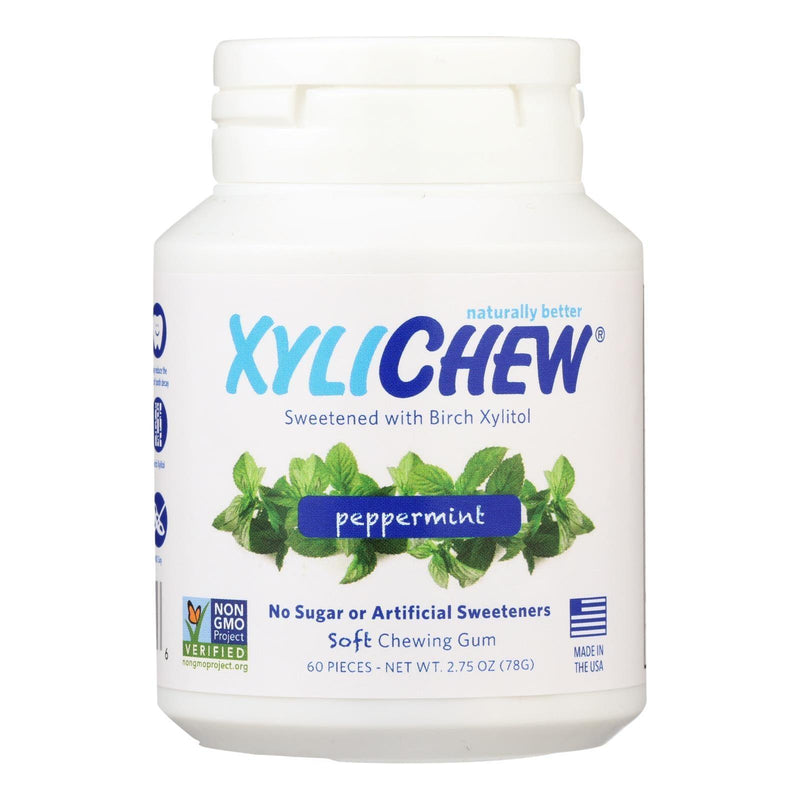 Xylichew Chewing Gum - Sugar Free Peppermint - 60 Piece Jar - Case Of 4 - Orca Market