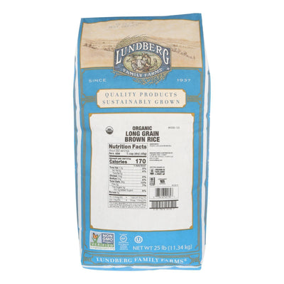 Lundberg Family Farms Organic Long Grain Brown Rice - Case Of 25 Lbs - Orca Market