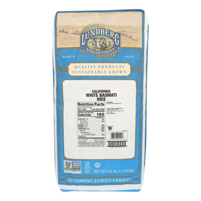 Lundberg Family Farms California White Basmati Rice - Case Of 25 Lbs - Orca Market