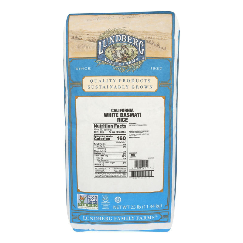 Lundberg Family Farms California White Basmati Rice - Case Of 25 Lbs - Orca Market