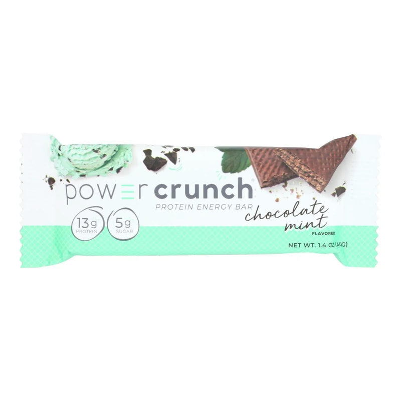 An image displaying Power Crunch Protein Bars - Chocolate Mint Original - 40 Grm - Case Of 12 by Power Crunch