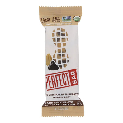 An image displaying Perfect Bar Dark Chocolate Chip Peanut Butter Perfect Bar - Case Of 8 - 2.3 Ounce by Perfect Bar