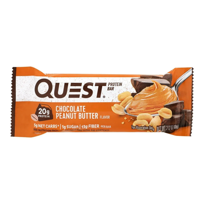 An image displaying Quest Bar - Chocolate Peanut Butter - 2.12 Ounce - Case Of 12 by Quest