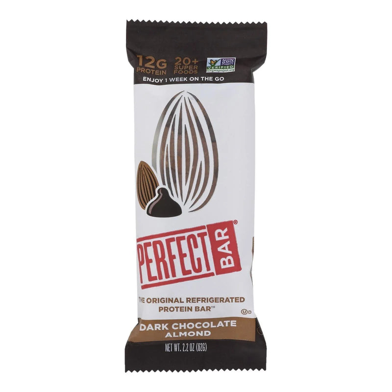 An image displaying Perfect Bar Dark Chocolate Almond - Case Of 8 - 2.2 Ounce by Perfect Bar