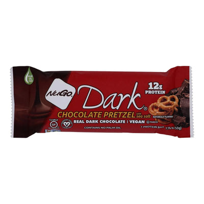 An image displaying Nugo Nutrition Bar - Dark - Chocolate Pretzel - 1.76 Ounce - Case Of 12 by Nugo Nutrition Bar