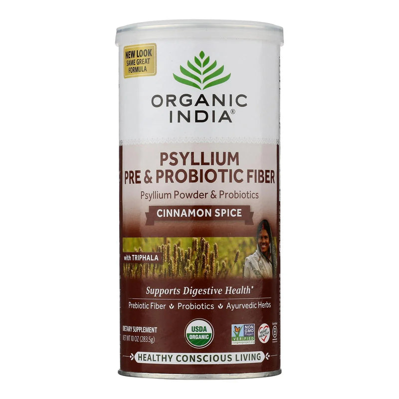 An image displaying Organic India - Psyllium Organic Prebiotic/probiotic Cinnamon - Case Of 12 - 10 Ounce by Organic India