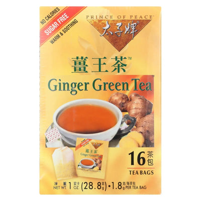 An image displaying Prince Of Peace Ginger Green Tea - 16 Tea Bags by Prince Of Peace